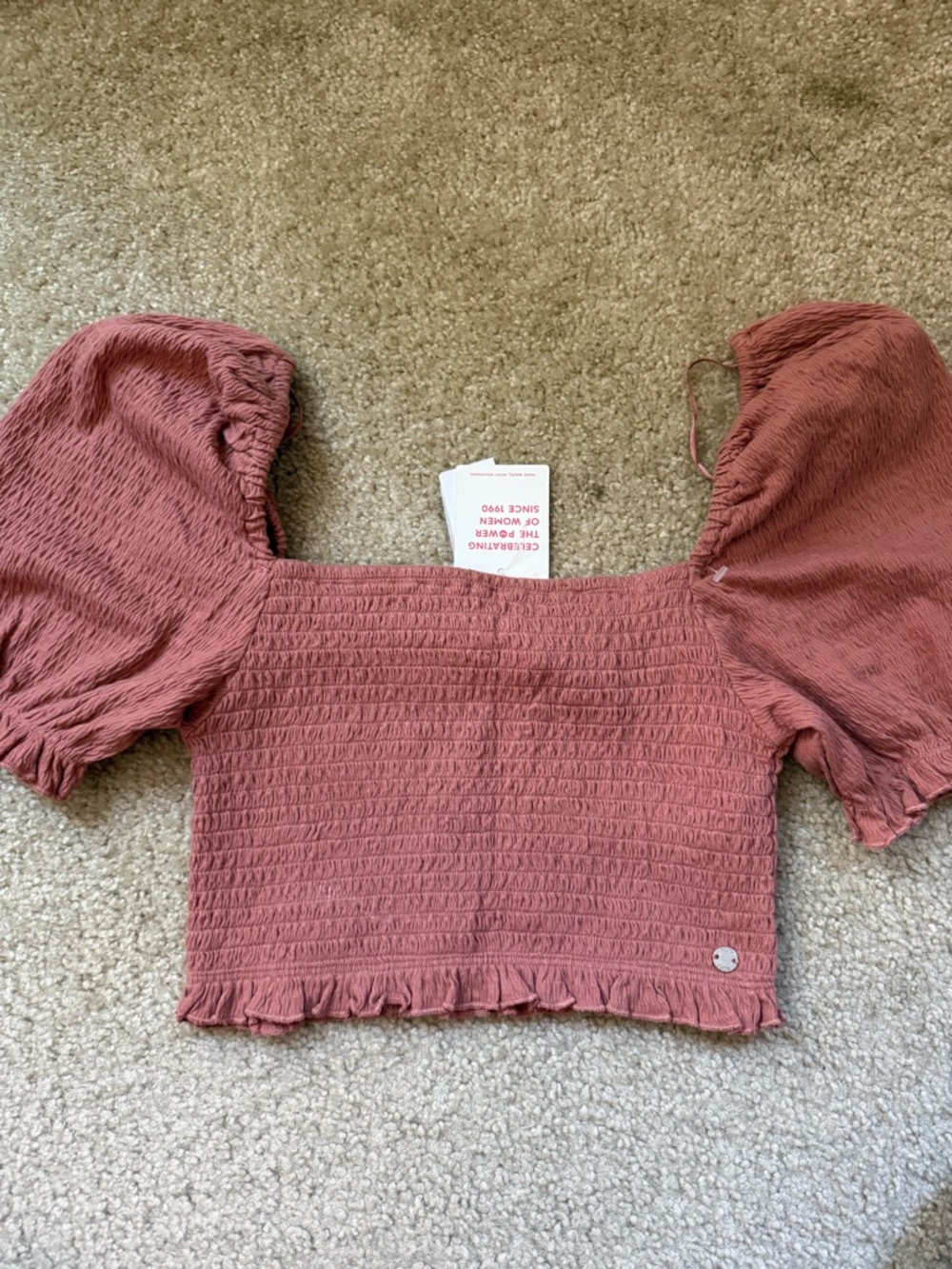 NWT Roxy Smocked Top Sz M Summer Crop Festival